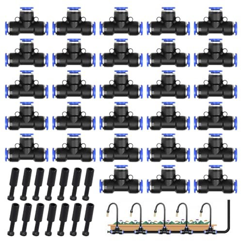 42 unidades de conectores neumáticos 8 mm T tipo neumático conector conector de enchufe de estrangulamiento de manguera Set para conexión de manguera de aire