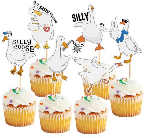 Geburtstagsdeko Gans, Great White Goose Bezaubernde Gänse-Geburtstagsdeko Perfekt für Tier-Mottopartys Babyparty-Kuchendekorationen und Partyzubehör