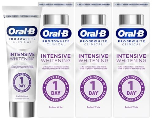 Oral-B Pro-3D White Clinical Intensive Whitening Toothpaste Radiant White 75ml (Pack of 3)
