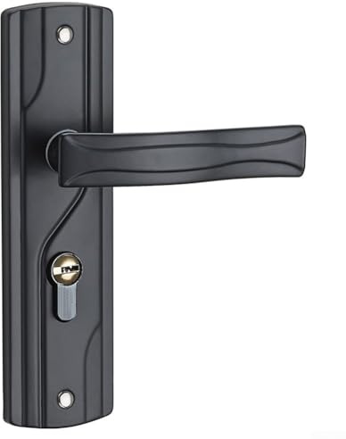 Jonikuper Poignée de porte en acier au manganèse noir avec mécanisme à roulement silencieux, clés incluses