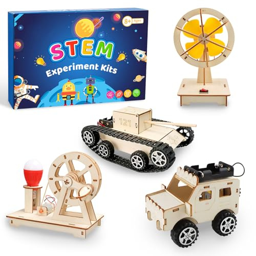 Lot de 4 expériences électroniques pour Enfants Jouet Scientifique en Bois