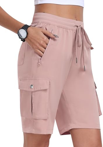 MoFiz Short Cargo Femme Shorts Bermuda Été élastique Taille Léger Short de Randonnée Sport Jogging Décontracté Extérieur avec 6 Poches
