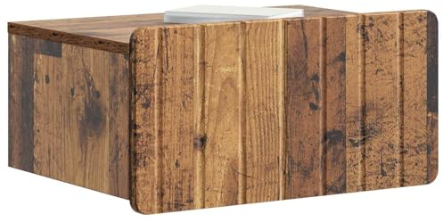 vidaXL Wandmontierter Nachttisch 2 pcs Altholz 49 x 34,5 x 24 cm, Vintage rechteckiger Wandmontage-Schrank, stylische Nachttisch-Einheit, clevere Aufbewahrungslösung, ordentliches Möbel