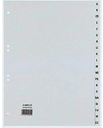 Rexel Ordnerregister A - Z Register aus PP, A4 überbreit, 246 x 297 mm, 20 Blatt, 1 Stück, grau