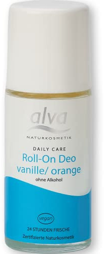 alva® Naturkosmetik - Deo Roller Vanille&Orange 50ml - Daily Care, Organic, Roll On, Deodorant, 24 Stunden Frische