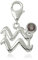 Charm Anhänger Sternzeichen Wassermann 15mm, 925 Sterling Silber mit Fluorit Edelstein grau, Karabiner für Armband Kette
