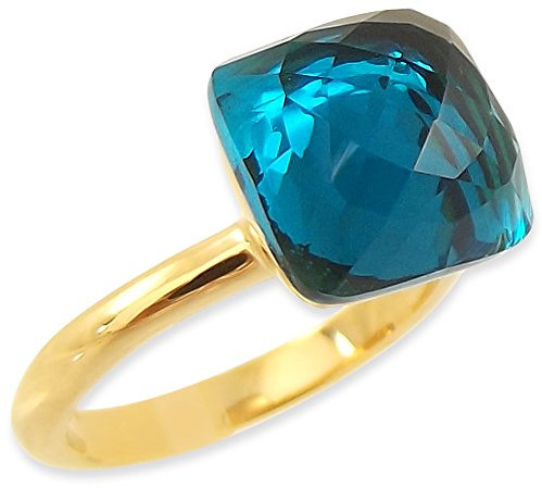 Nobel Damen Ring Gold Kristall Blau Indicolite Solitär Zusteckring Gr. 55/17,5 mm SCHMUCK