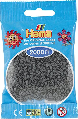 Hama - Hobbybedarf - Beutel 2000 Stück Perlen zum Aufbügeln, 15 x 10 x 5 cm, Dunkelgrau