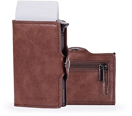 Moneyhold Portafoglio Uomo Slim in Similpelle con Protezione RFID Anticlonazione, Porta Carte di Credito, anche con Portamonete (10 Tessere)