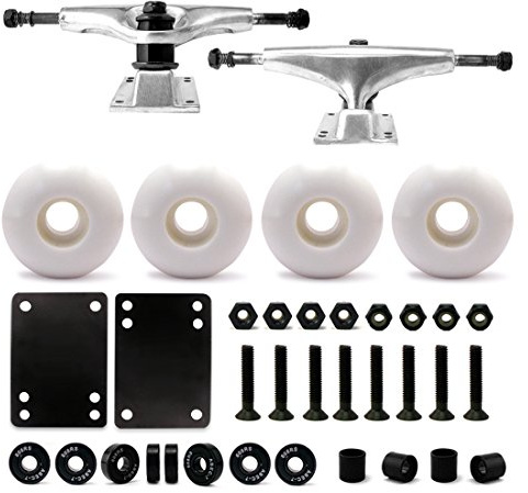 VJ Skateboard Trucks Wheels Bearings Hardware Riser Pad Kit for 7.5-8 Deck