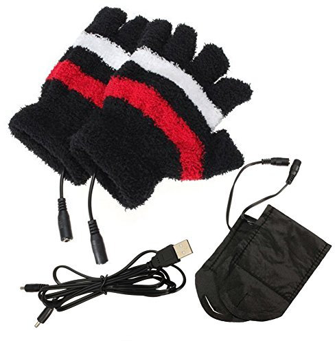 Soft Plush Winter USB Electric Gloves Fingerless Heating Heated Hand Warmer Gloves Computer Laptop Heat Glove Mittens