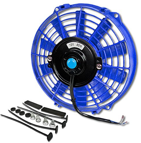 DNA MOTORING 9 High Performace Electric Cooling Slim Radiator Fan w/Mounting Kit (Blue)