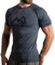 Herren Fitness T-Shirt meliert - Männer Kurzarm Shirt für Gym & Training - Passform Slim-Fit, lang mit Rundhals, Anthrazit, L