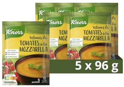 Knorr Soupe Velours de Tomates à la Mozzarella 3 Parties de 96 g - Lot de 5