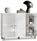 Vladon Buffet Denjo, Commode avec 3 Portes, Blanc Mat/Blanc Haute Brillance/Gris Sable Haute Brillance (107 x 81 x 35 cm)