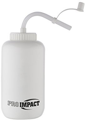 Pro Impact Boxing Hockey Lacrosse Water Bottle Squeezable Plastic w/Long Straw with and without spray cap - Ideal for Baseball Gym Yoga Sports Boxing Cycling Football (35.5 Oz.) BPA Free (White)