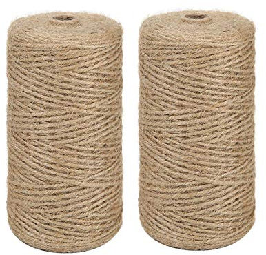 2 Pcs Naturale iuta Spago 328 piedi 2PLY Migliori Arte Artigianato Regalo di Natale Spago Industriale Imballaggio Materiali Resistente Filo per Giardinaggio Applicazioni