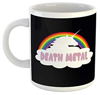 clothinx Kaffeetasse mit Aufdruck Death Metal | Lustiges Unicorn Heavy Metal Motiv mit Einhorn und Regenbogen | Passend für den nächsten Musikabend, Konzert oder Gig