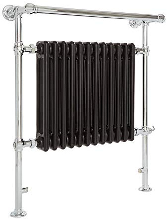 Milano Elizabeth 800W Chrome Black Cast Iron Electric Overhanging Heated Towel Rail - 930mm x 790mm