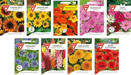 Blumen Samen Set: Sommerblumensamen Sortiment/Farbenfrohe Blumenwiese / 9 verschiedene Sommerblumensamen/Für Garten und Hochbeet
