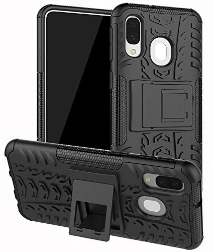 Yiakeng Hülle Samsung Galaxy A40, Samsung A40 Hülle, Doppelschicht Stoßfest Schlank Ganzkörperschutz Mit Ständer für Samsung Galaxy A40 (Schwarz)