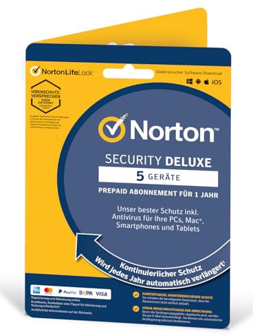 Norton Security Deluxe 2019 | 5 Devices | 1 Year | Antivirus Included | PC/Mac/iOS/Android | Activation Code by Post