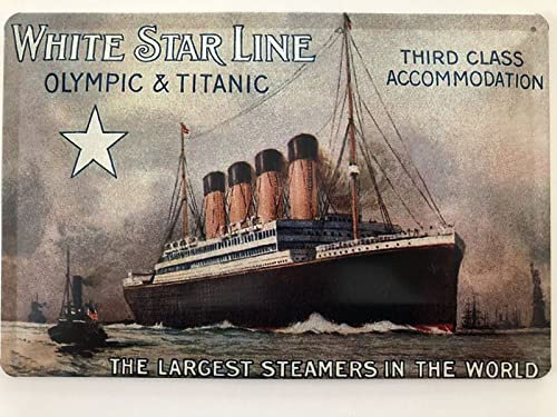 Blechschild 20x30cm gewölbt Titanic Olympic Largest Steamers In The World Deko Geschenk Schild