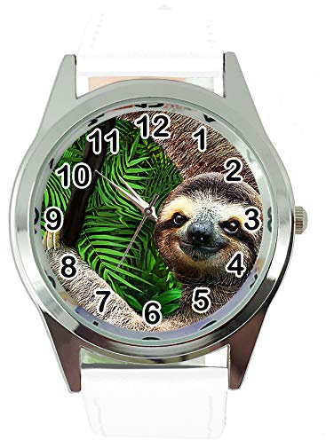 TAPORT® Lazy Sloth White Leather Band Quartz Watch