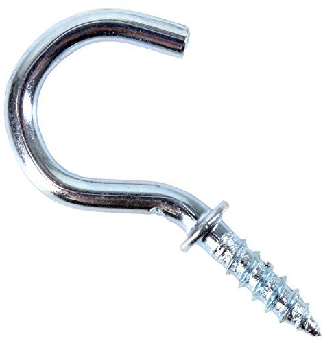 50x Screw in Wall Cup Hooks 30mm Shouldered Zinc Plated Silver Kitchen & Bathroom Hangers