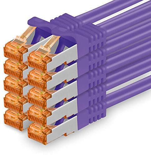 Cat7 Cable de Red Ethernet LAN - 3m - púrpurat - 10 Piezas Cat 7 Sftp Pimf Lszh - 10 GB s RJ45 Connectores Cat6a compatible con Cat5 Cat6 Cat.7 Cat8