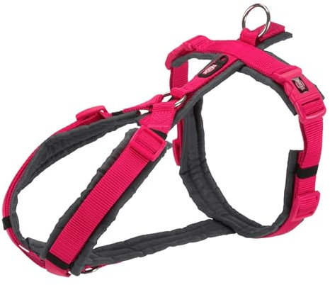 TRIXIE Premium Trekking Wandergeschirr, Fuchsia/Graphit, Größe XL 80-97 cm/25 mm