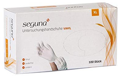 SEGUNA Einweghandschuhe Vinyl, 100 Stück, Gr. S, M, L, XL, latexfrei, puderfrei, Vinyl Handschuhe, Einmalhandschuhe