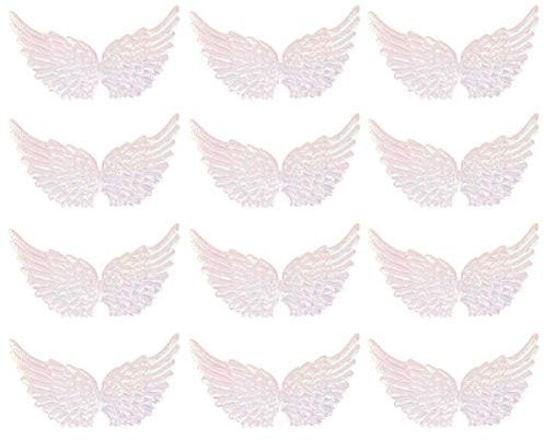 NUOBESTY 12 StüCke EngelsflüGel Stoff FlüGel Patches FüR Diy Handwerk Haarschmuck EngelsflüGel Zum Basteln Glitzer Stoff FlüGel Weihnachtsfeier Deko Requisiten Rosa