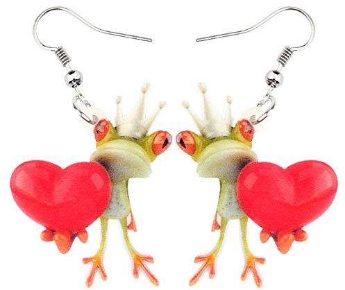 WEVENI Acryl niedlich Skateboard Frosch Ohrringe Herz baumeln Tropfen lustigen Schmuck für Frauen Mädchen Charme Geschenk (Rot)