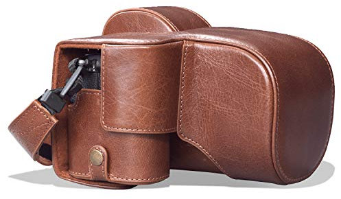 MegaGear MG1960 Ever Ready Echtleder Kameratasche mit Trageriemen kompatibel mit Fujifilm X-S10 - Braun