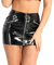 JEATHA Damen Wetlook Bodycon Leder Rock Glänzende Bodycon Latex Minirock mit Reißverschluss A-Linie Etuirock Bleistiftrock Party Clubwear Schwarz C XL