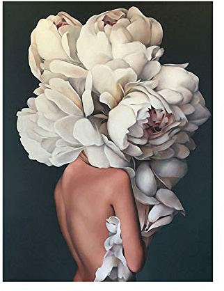 OYFFL Flower Woman Head Nordic Abstract Wall Art Print Painting Canvas Poster Modern Decorative Picture Living Room Decoration (50 * 70cm Kein Rahmen,A)