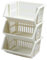 New Stacking Baskets Storage Veg Rack Plastic Stackers, Creme, Grey, Length 36 cm x Depth 30 cm x Height 17.5 cm (Creme, 3 racks)