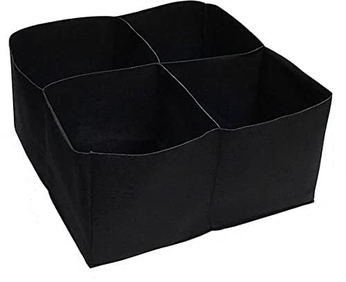 Hochbeete für den Garten, großer Pflanzsack, erhöhter Pflanzbehälter, quadratisch geteiltes Gartenbeet, 4 Fächer, Stoff, Wachstumsbeutel für mehrere Gemüse, Blumen, schwarz, 2 mm dicke Pflanzsäcke