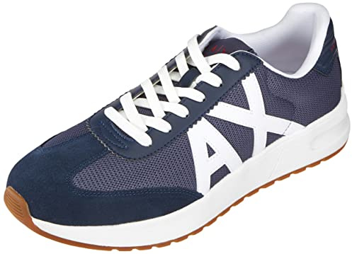 Armani Exchange Herren Dusseldorf Contrast Logo Sneakers, Space Grau Op Weiß, 41 EU