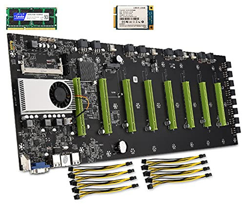 Abbcoert BTC-D37 Kit carte mère minage avec processeur 128 Go MSATA SSD et 8 Go de mémoire DDR3 8 GPU, compatible avec Bitcoin Eth et autres mines multi-devises (BTC-D37)