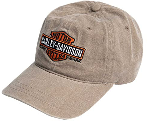 Harley-Davidson Baseballkappe für Herren, verlängert, B&S, gebogen, verstellbar, gewaschen, Braun