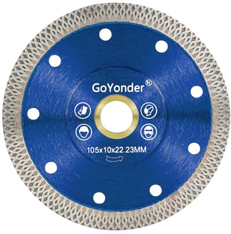GoYonder Super Thin 4 Porcelain Cutting Disc, 105mm Tile Cutting Discs Porcelain Blade for Cutting Ceramic or Tile, Diamond Balde for Angle Grinder (4(105mm)-Blue)