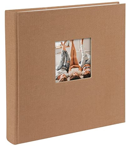 goldbuch 24 819 Fotoalbum mit Bildausschnitt, Bella Vista Haselnuss, Erinnerungsalbum im Format 25 x 25 cm, Foto Album 60 weiße Seiten mit Pergamin-Trennblättern, Fotobuch mit Leineneinband, Braun