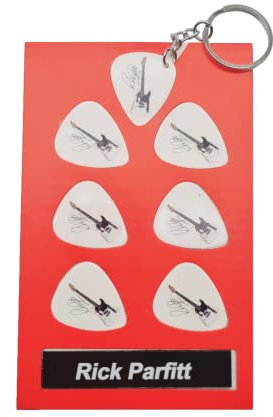 Rick Parfitt Gitarre Plektrum Geschenkset | 6 Künstler Plektren | 1 Künstler Schlüsselring