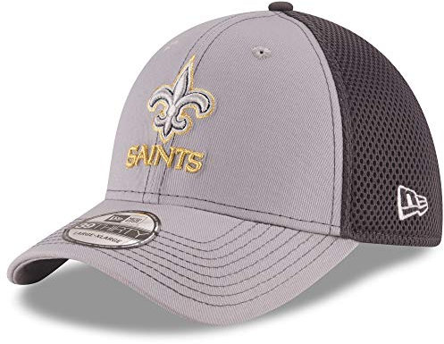 New Era NFL Grayed Out Neo 39Thirty Stretch Flex Fit Hat Cap, New Orleans Saints, M-L