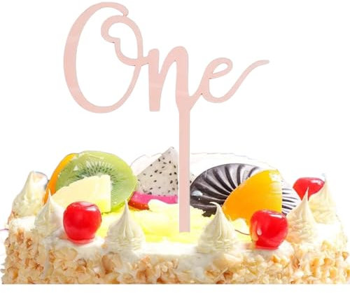 Acrylic One Cake Topper - Ideal Anniversary, Birthday or Wedding Cake Decoration (BABY PINK)