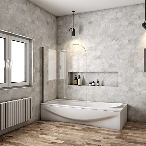 Mampara Ducha para Bañera - Abatible 2 Hojas - Cristal Templado 6mm - Plegable - (980-1000) X1400mm