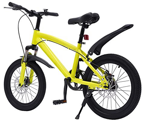 kangten Kinderfahrrad 18 inch für Mädchen und Jungen Fahrrad Stil Kinder Fahrrad mit Handbremse Geeignet für Kinder zwischen 1,2 und 1,4 m Gelb Schwarz