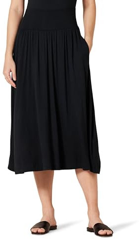 Amazon Essentials Damen Midirock aus Jersey zum Hineinschlüpfen, Schwarz, M